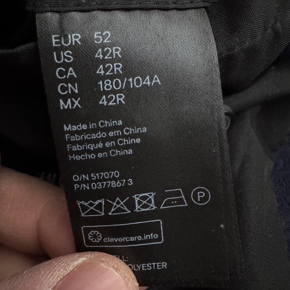 H&M Conscious Mens 42R Navy Blue Textured 2 Piece Slim Suit 34x29 - Picture 5 of 6